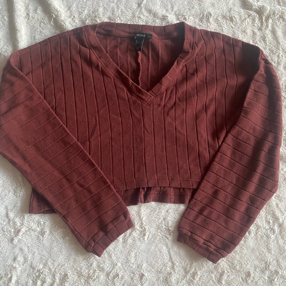 Forever 21 Burgundy Ribbed Knit Sweater - Picture 1 of 3